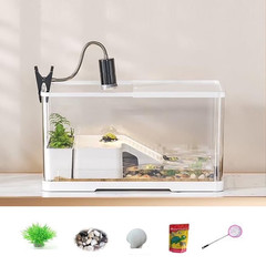 Turtle Tank, Turtle Aquarium with Basking Platform and Bottom Drainage,Basking L