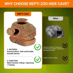 Gecko Hide Cave, 2 in 1 Snake Reptile Hideout for Hide & Rest & Breed & Feedi…