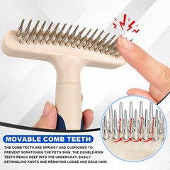 2-in-1 Dog Grooming&Undercoat Rake Comb Double-Row Flexible Dog Dematting Rak…