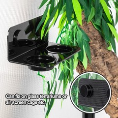 WACOOL Magnetic Reptile Ledge, Acrylic Gecko Feeding Ledge with 6PCS Black