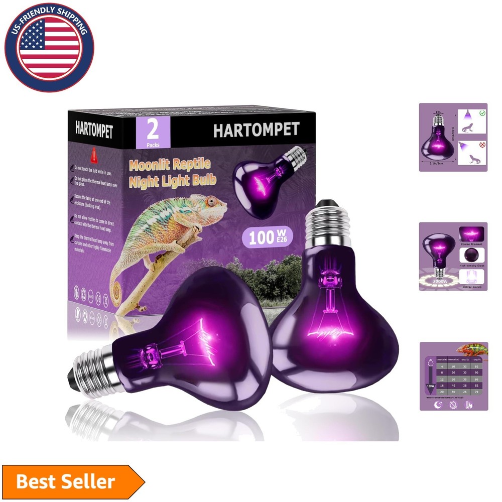 100W Reptile Night Light Bulb – UVA Heat Lamp with Moonlight Simulation
