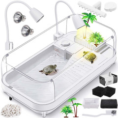 Upgrade Large Turtle Tank Kit Tank+Light+Filter Acrylic Starter Kit Pcs Shower H