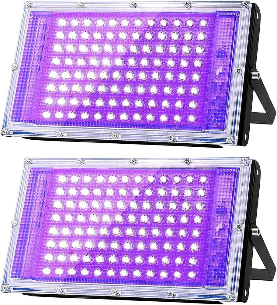 Glostars 100W LED UV Black Light, Powerful 100W-2P, glossy black