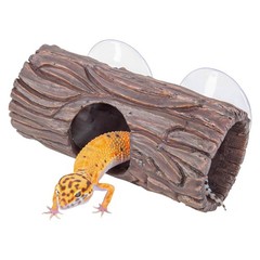 Resin Hollow Log Reptile Hide 2 PCS Suction Cup Climbing Toy Terrarium Cave