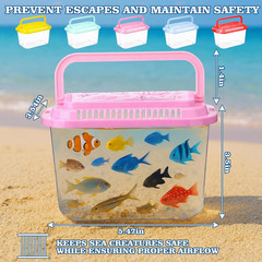 24 Pcs Plastic Reptile Terrariums Carrier Cage Small Fish Transport Container wi