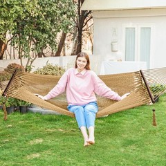 PNAEUT 2 Person Caribbean Rope Hammocks for Outside, 12ft Handwoven Polyester…