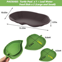 3PCS Tortoise Water Bowl with Ramp Leaf Tortoise Water Dish Turtle Pool Tortois