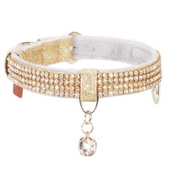 PetsHome Cat Collar, Dog Collar, [Bling Rhinestones] Premium PU Leather with …