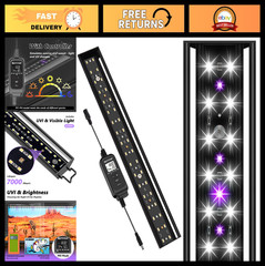 16″ LED UVB Reptile Light with Auto On/Off, Day-Night Cycle, 4 UVI Modes, 14W UV