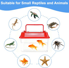 15 Pcs Small Plastic Reptile Carrier, Tarantula Enclosure Snake Breeding Box, Mi