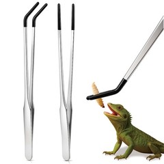 2 Pack Extra Long Stainless Steel Reptile Feeding Tongs with Rubber Tip