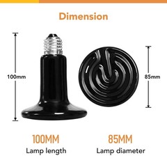 100W 2Pack Ceramic Reptile Heat Lamp Heat Emitter Bulb No Light Emitting for pet