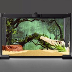 AWERT 48×18 inches Foggy Forest Terrarium Background Stone Green Tree Tropica…
