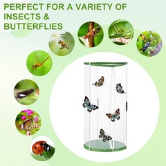 Outdoor Butterfly Habitat Cage Terrarium [White with Green, 12 x 12 x 24 Inch]