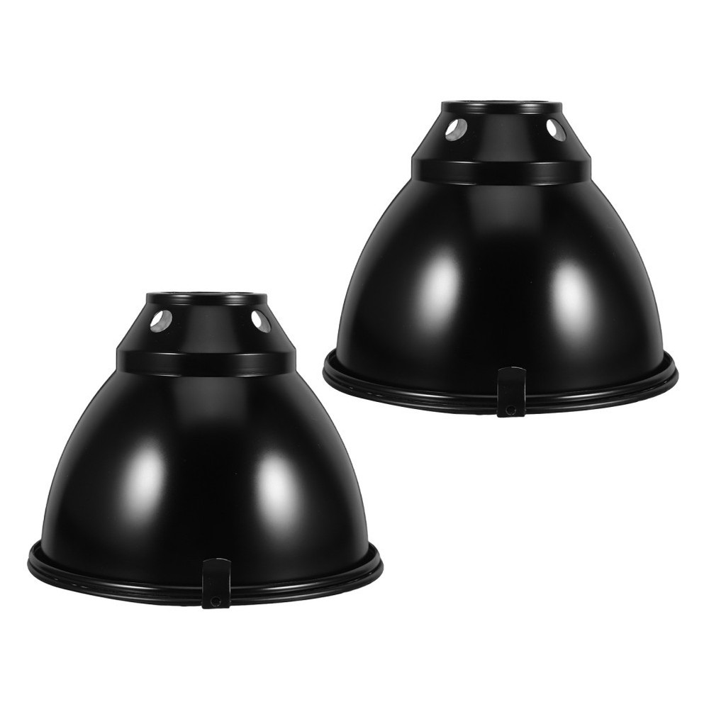 2Sets Black Reptile Heat Lamp Shade with Safe Antiscald Dome for Terrarium Heat