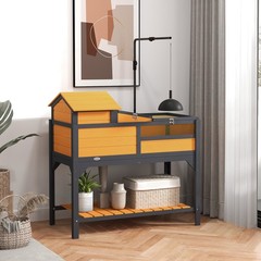 Tortoise Habitat with Adjustable Lamp Holder, Storage Shelf, Yellow