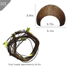 Bearded Dragon Tank Accessories,Lizard Habitat Hammock Reptile Natural Coconu…