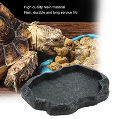 Reptile Rock Food Water Dish Feeder Bowl Aquarium Ornament 18x14x2 Centimeter