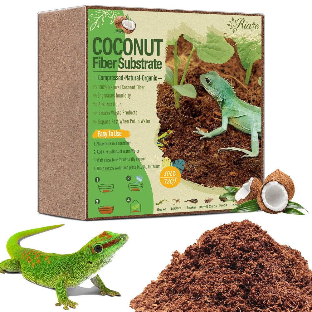 10LBS Coconut Fiber Substrate Compressed Husk Bedding for Reptiles & Crabs
