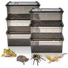 6pcs reptile Plastic Terrarium, Transport Container for Lizards, Geckos and more
