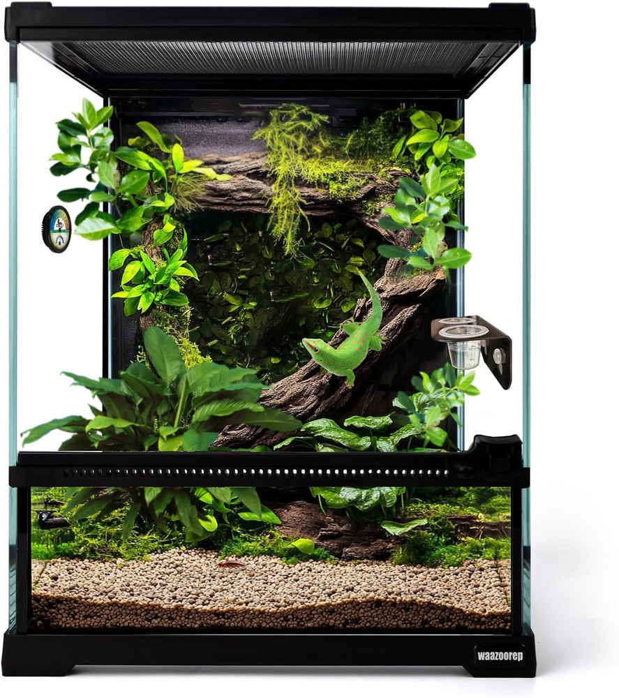Mini Reptile Glass Terrarium Tank 8″*8″*10″ Full View with Front Opening Door,Am