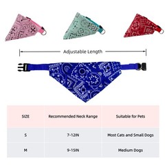 4 PCS Dog Bandana Collar Set Adjustable Cotton Neck Scarves Buckle Medium