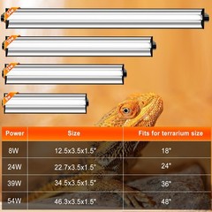 24W T5 UVB Reptile Light Fixture Combo Kit – 10.0 UVB Fluorescent Tube for
