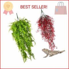 PINVNBY 2 Pack Reptile Plants Terrarium Hanging Fake Vines with Suction Cup Arti
