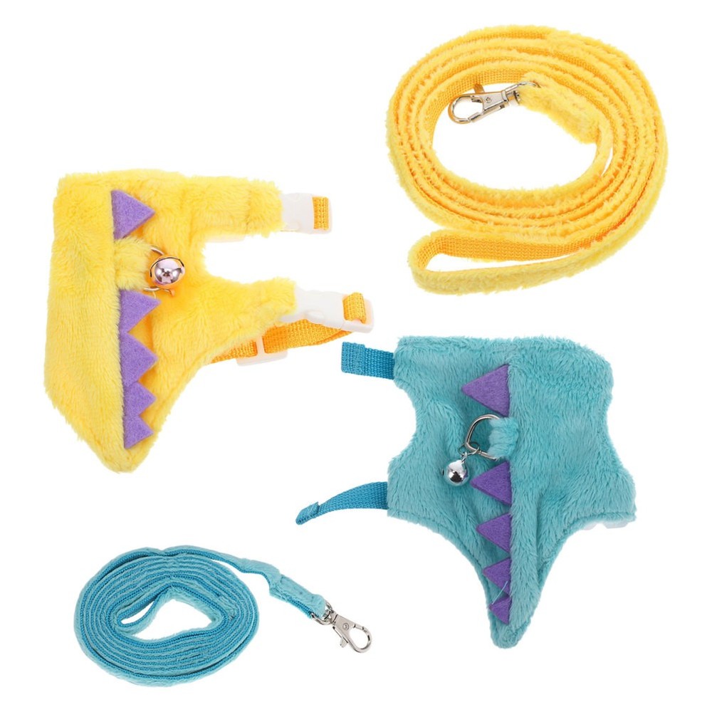2Pcs Dino Plush Small Pet Harness and Leash Vest Comfortable Outdoor Use