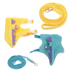 2Pcs Dino Plush Small Pet Harness and Leash Vest Comfortable Outdoor Use