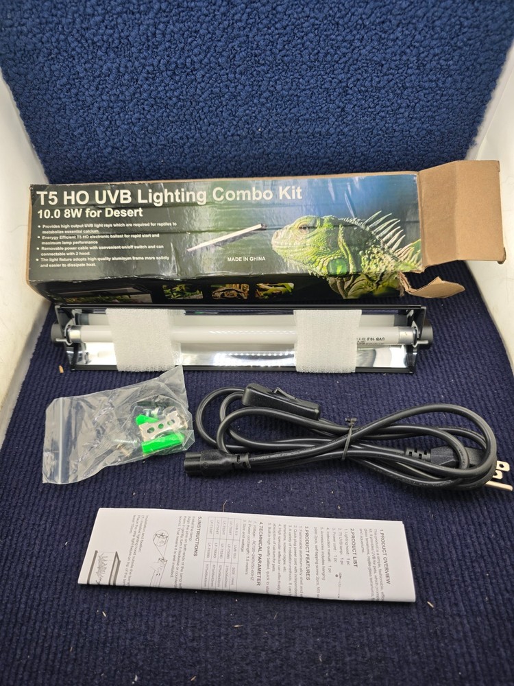 Aiicioo T5 HO UVB Reptile Lighting Combo Assembly 110-120V 10.0% 8W For Desert
