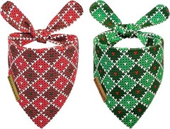Christmas Dog Bandanas 2 Pack 4 Pattern Reversible Adjustable Winter Holiday …