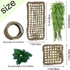 Bearded Dragon Tank Hammock,Natural Seagrass Reptile Lounger Hammocks Decor
