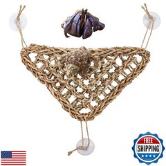 Oooct Hermit Crab Climbing Toys, Seagrass Mat Lizard Hammock with Suction Cup