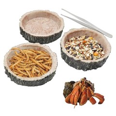 3 Pack Reptile Water Dish Food Bowls, Hermit Crab Food Dish with Feeding Tong…