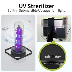Aquarium Filter- 4 in 1 Double Waterfall U-V Fish Tank Filter for Green Water…