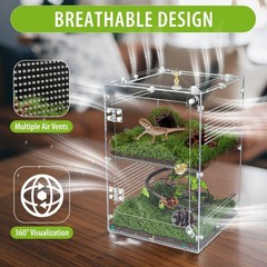 Large Jumping Spider Enclosure, 2 in 1 Ventilated Reptile Terrarium for Prayi…
