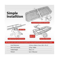 Folding Hitch Cargo Carrier Basket 60″ X 20″ X 6″+ Waterproof Bag (59″ 24″ 24…
