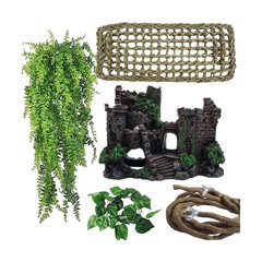 5 PCS Tank Accessories for Bearded Dragon Include Resin Classical Castle Rept…