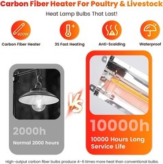 -Certified 400W Heat Lamp for Chickens – Adjustable & Safe for All Livestock