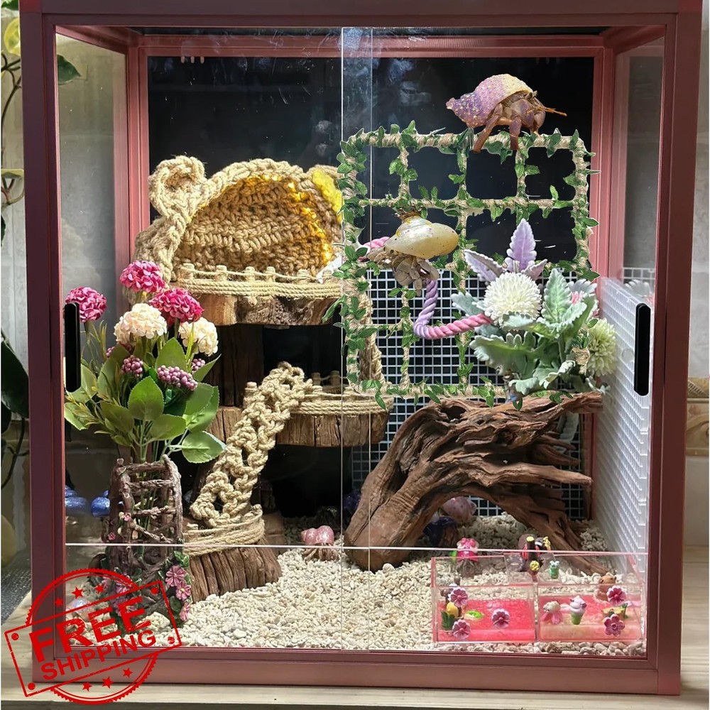 Delllala Hermit Crab Climbing Toys Set Habitat Tank Accessories