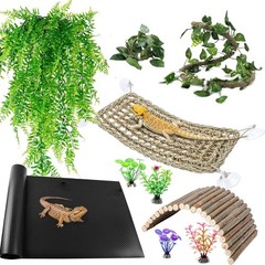 Bearded Dragon Tank Accessories Reptile Mat Hammock Plants Bridge Jungle Climber