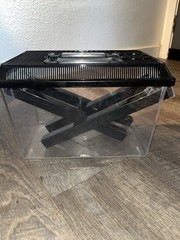 Clear Plastic Reptile Terrarium Enclosure w/ Black Ventilated Lid, Access Door