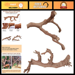 2PCS Natural Reptile Wood Branches Decor for Lizard Habitat, Snake Climbing & Te