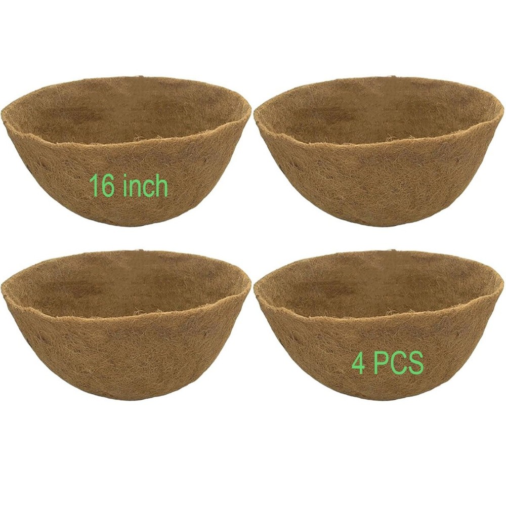 Coco Liners for Planters 16 Inch 4PCS Round Shape Coco Liner Coir Fiber Repla…