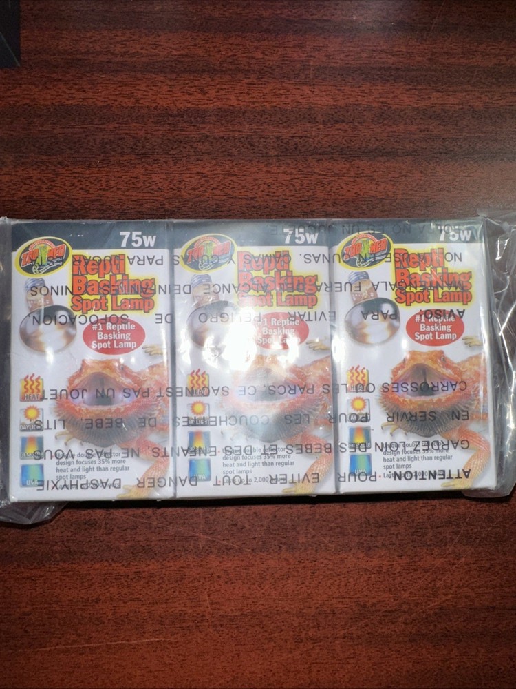 Zoo Med Repti Basking Spot Lamp Bulbs Reptile Terrarium Light 75 Watt Lot of 3