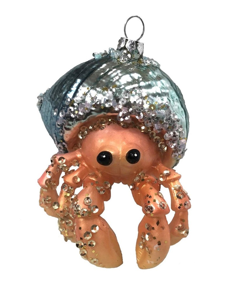 December Diamonds 79-80321 Hermit Crab Ornament, 4 Inches, Glass Blown with R…