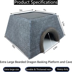 Large Bearded Dragon Basking Platform Oversize Reptile Hide Cave Natural Rock US