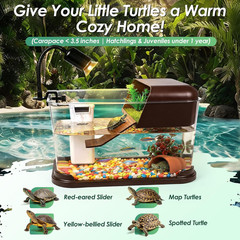 Turtle Tank Starter Kit, PC Turtle Tank Aquarium with Basking Platform, UVB Lamp