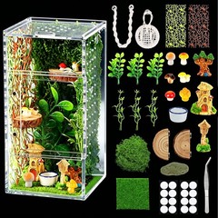 Jumping Spider Enclosure Kit, 4″ x 4″ x 8″ Escape Proof Praying Mantis Habita…
